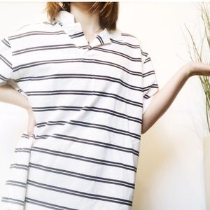 VINTAGE OVERSIZED STRIPED COLLARED TEE